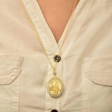 Ebuz Gümüş Gold Tuğralı Oval Kadın Kolye