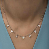 Ebuz Gümüş Atatürk Yazılı Kadın Kolye