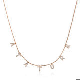 Ebuz Gümüş Rose Atatürk Yazılı Kadın Kolye