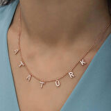 Ebuz Gümüş Rose Atatürk Yazılı Kadın Kolye