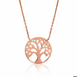 Ebuz Gümüş Rose Hayat Ağacı Kadın Kolye