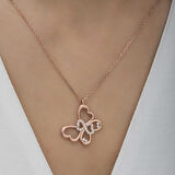 Ebuz Gümüş Rose Sonsuzluk Kelebek Kadın Kolye