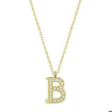 Ebuz Gümüş Gold B Harfi Kadın Kolye