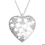 Ebuz Gümüş Bombeli Kalp Kadın Kolye