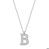 Ebuz Gümüş Rodyum B Harfi Kadın Kolye
