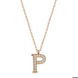Ebuz Gümüş Rose P Harfi Kadın Kolye