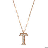 Ebuz Gümüş Rose T Harfi Kadın Kolye