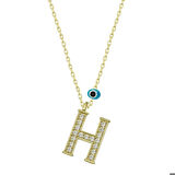 Ebuz Gümüş Nazar Gold H Harfi Kadın Kolye