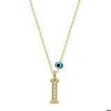 Ebuz Gümüş Nazar Gold  İ Harfi Kadın Kolye