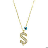 Ebuz Gümüş Nazar Gold Ş Harfi Kadın Kolye