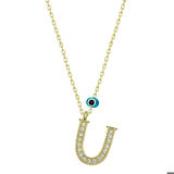 Ebuz Gümüş Nazar Gold U Harfi Kadın Kolye