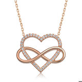 Ebuz Gümüş Rose Kalpli Sonsuzluk Kadın Kolye