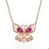 Ebuz Gümüş Rose Kelebek Kadın Kolye