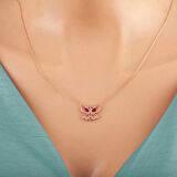 Ebuz Gümüş Rose Kelebek Kadın Kolye