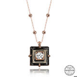 Ebuz Swarovski Crystal Taşlı Rose Top Zincir Siyah Elmas Gümüş Kadın Kolye
