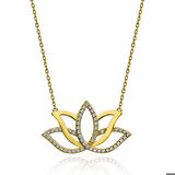 Ebuz Gümüş Gold Lotus Çiçeği Kadın Kolye