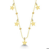 Ebuz Gümüş Gold Yıldızlı Dorika Kadın Kolye