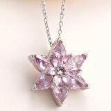 Ebuz GümüŞ Pembe Lotus Çiçeği Kolye