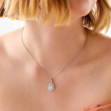 Ebuz Gümüş Damla Zirkon Taşlı Kadın Kolye