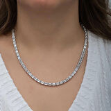 Ebuz Gümüş Beyaz Taşlı Su Yolu Kadın Kolye