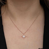 Ebuz Gümüş Rose Kutup Yıldızı Kadın Kolye