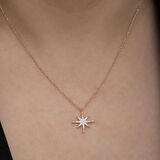 Ebuz Gümüş Rose Kutup Yıldızı Kadın Kolye