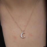 Ebuz Gümüş Rose Ay Yıldız Kadın Kolye