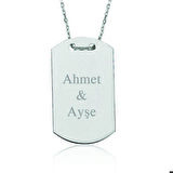 Ebuz Gümüş İsimli Asker Künyesi Bayan Kolye