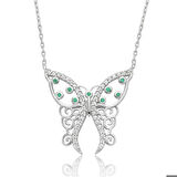 Ebuz Gümüş Desenli Kelebek Kadın Kolye
