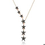 Ebuz Gümüş Siyah Kayan Yıldızlar Kadın Kolye
