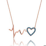 Ebuz Gümüş Kalp Ritmi Kadın Kolye