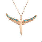 Ebuz Gümüş Kanatlı Melek Kadın Kolye