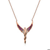 Ebuz Gümüş Rose Kanatlı Melek Kadın Kolye