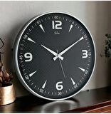 Galaxy EXCLUSIVE DUVAR SAATİ 43CM GRİ METAL GÖRÜNÜMLÜ ÇERÇEVE SİYAH KADRAN