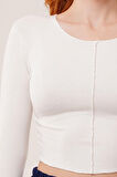Ebedi Ters Dikişli Basic Beyaz Body Bluz