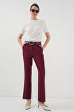 Ebedi 6538 Kemerli İspanyol Paça Pantolon - Bordo