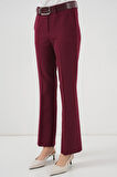 Ebedi 6538 Kemerli İspanyol Paça Pantolon - Bordo