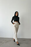 Ebedi CHANEL PANTOLON YAN BİYELİ - Beyaz