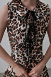 Ebedi Fiyonk Detaylı Bluz - Leopar
