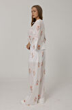 Ebedi İşlemeli Oversize Pantolon - Beyaz