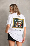 Ebedi Unisex Baskılı Oversize T-Shirt - Beyaz