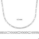 Ebuz 4.2 mm Gümüş Figaro Zincir - 120 mikron