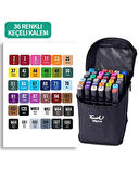 Touch 36 Renk Marker Kalem Seti – Çift Uçlu Alkol Bazlı Eskiz Çizim Boya Kalemleri + Taşıma Çantası