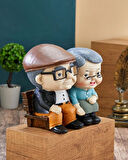 Sevimli Yaşlı Çift Biblo – Romantik Dekoratif Ev & Ofis Süsü | Polyresin El Yapımı Hediyelik Figür