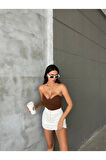 Straplez Kadın Crop Bluz