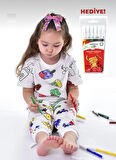 Özel Kalemli Boyanabilir Kısa Kollu Çocuk Pijama Takımı 012