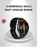 AMOLED Ekranlı Akıllı Saat – 3 Kordon Seçenekli Suya Dayanıklı Kalp Atış v