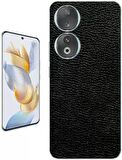 Honor 90 ile Uyumlu Deri Desenli Siyah Arka Kaplama