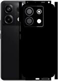 Redmi Note 13 Pro 5G ile Uyumlu Deri Desenli Siyah Arka Kaplama