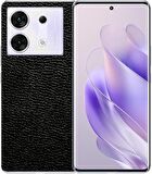 Infinix Zero 30 5G ile Uyumlu Deri Desenli Siyah Arka Kaplama